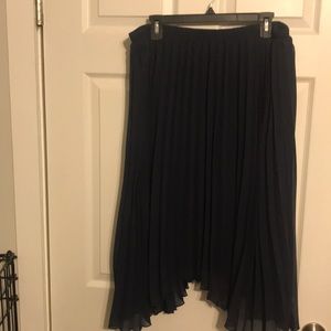 Navy Gauze Skirt with Handkerchief Hem